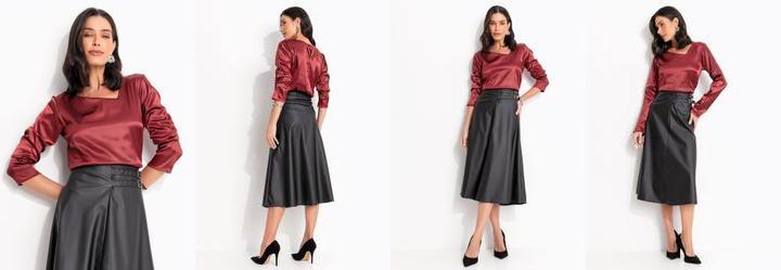 Blusa Bord� em Tecido Acetinado