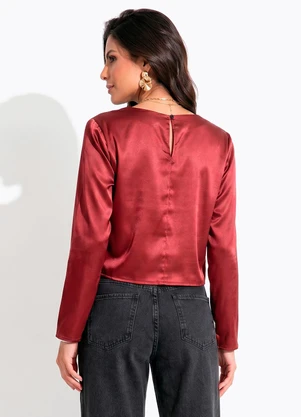 Quintess - Blusa Bordô em Tecido Acetinado - QUINTESS