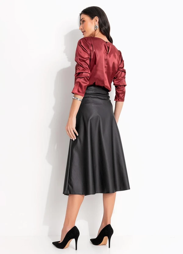 Quintess - Blusa Bordô em Tecido Acetinado 2