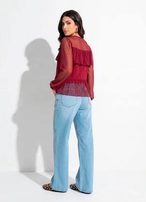 Quintess - Blusa Bordô em Tule - QUINTESS