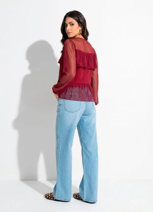 Quintess - Blusa Bordô em Tule - QUINTESS