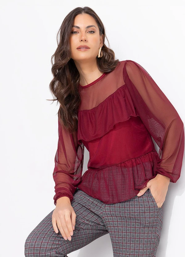 Quintess - Blusa Bordô em Tule 13