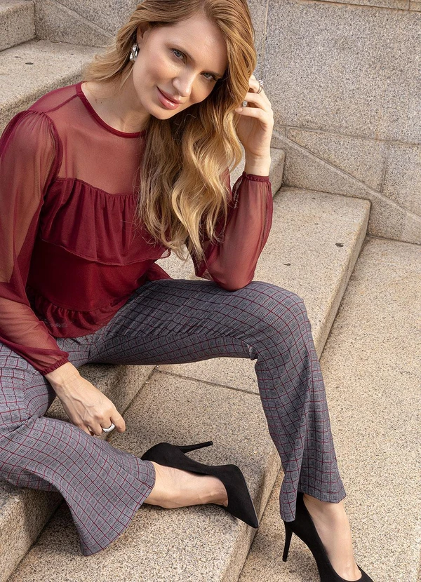 Quintess - Blusa Bordô em Tule 3