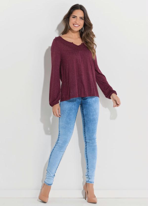 Quintess - Blusa Bordô Soltinha Mangas 3/4 3