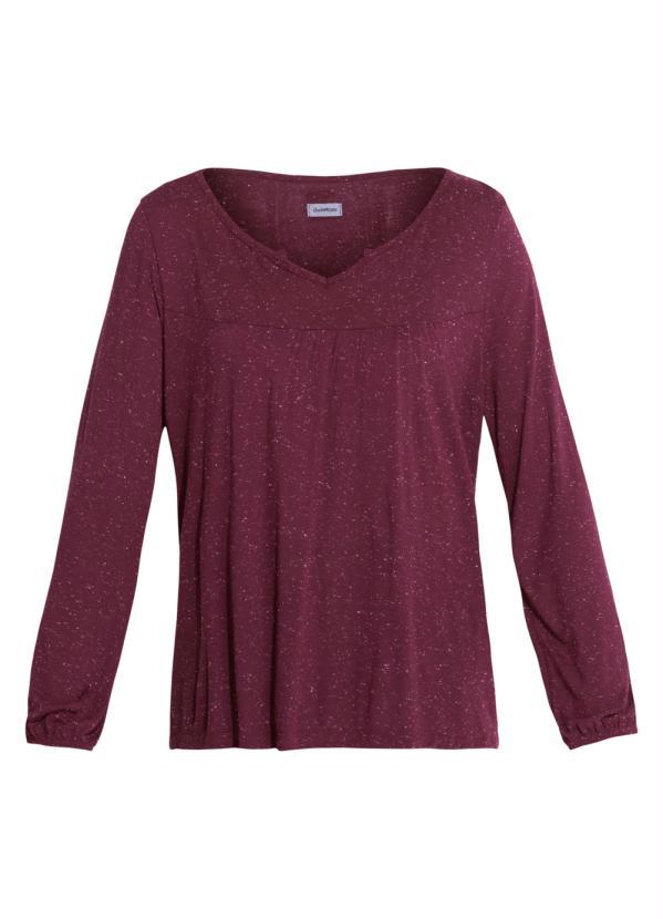 Quintess - Blusa Bordô Soltinha Mangas 3/4 5