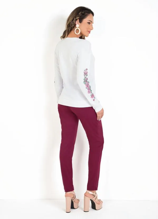 Moda Pop - Blusa Branca com Estampa nas Mangas 6