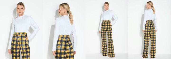 Blusa Branca com Mangas Longas e Gola Rol