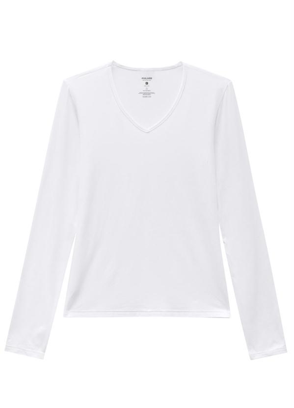 Malwee - Blusa Branca Decote V em Viscose