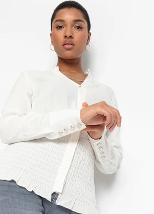 bonprix - Blusa Branca em Viscose Plana - BONPRIX