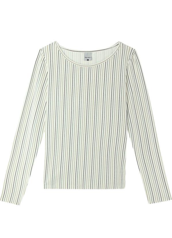 Malwee - Blusa Branca Listrada em Viscose Conforto 2
