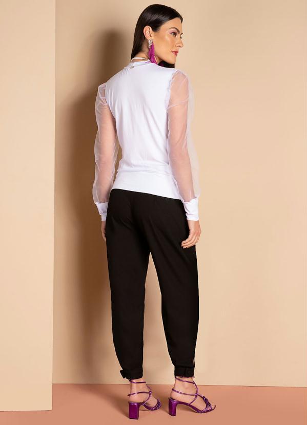 Quintess - Blusa Branca Mangas Bufantes em Transparência 4