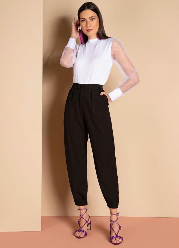 Quintess - Blusa Branca Mangas Bufantes em Transparência 5