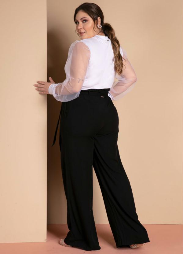 Quintess - Blusa Branca Mangas Bufantes em Transparência 9