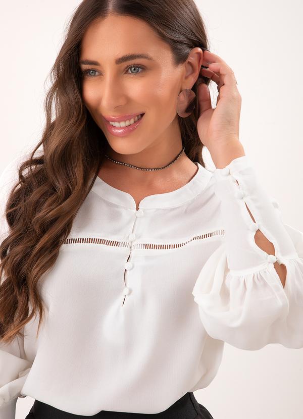 Quintess - Blusa Branco em Crepe Plano 3