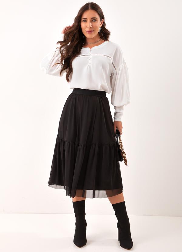 Quintess - Blusa Branco em Crepe Plano 4