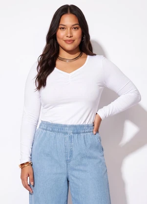 Quintess - Blusa Branco em Malha Flamê - QUINTESS