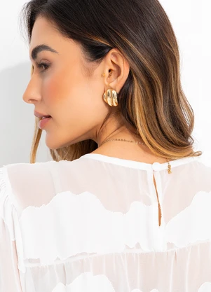 Quintess - Blusa Branco em Voil Devorê - QUINTESS