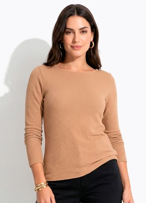 Quintess - Blusa Camel em Malha Texturizada - QUINTESS