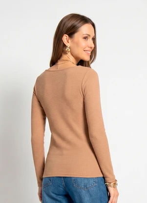 Quintess - Blusa Camel em Malha Texturizada - QUINTESS