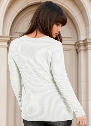bonprix - Blusa Canelada Branca - BONPRIX