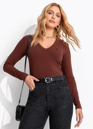 Colcci Jeans - Blusa Canelada Cj Marrom - COLCCI JEANS