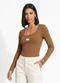 Colcci Jeans - Blusa Canelada Cj Off White - variação: Marrom