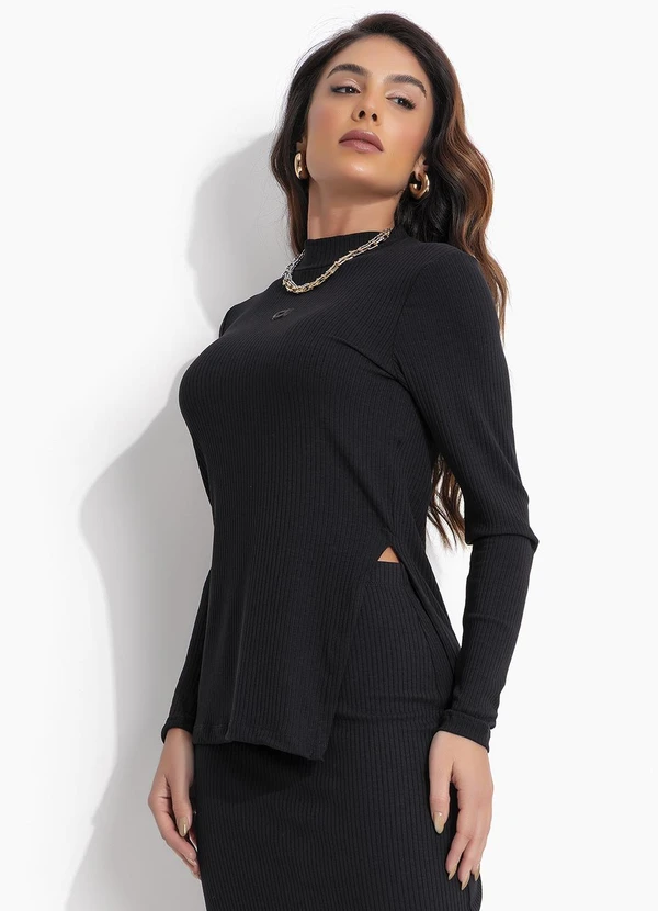 Colcci Jeans - Blusa Canelada Cj Preto