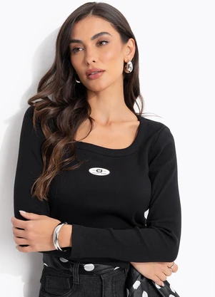 Colcci Jeans - Blusa Canelada Cj Preto - COLCCI JEANS