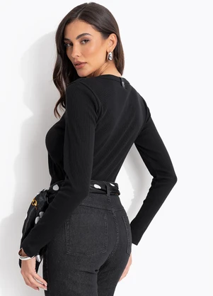 Colcci Jeans - Blusa Canelada Cj Preto - COLCCI JEANS