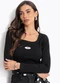 Colcci Jeans - Blusa Canelada Cj Off White - variação: Preto