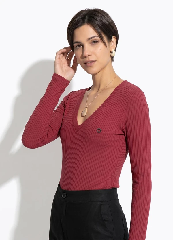 Colcci Jeans - Blusa Canelada Cj Vermelho