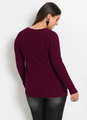bonprix - Blusa Canelada com Botões Laterais Amora - BONPRIX