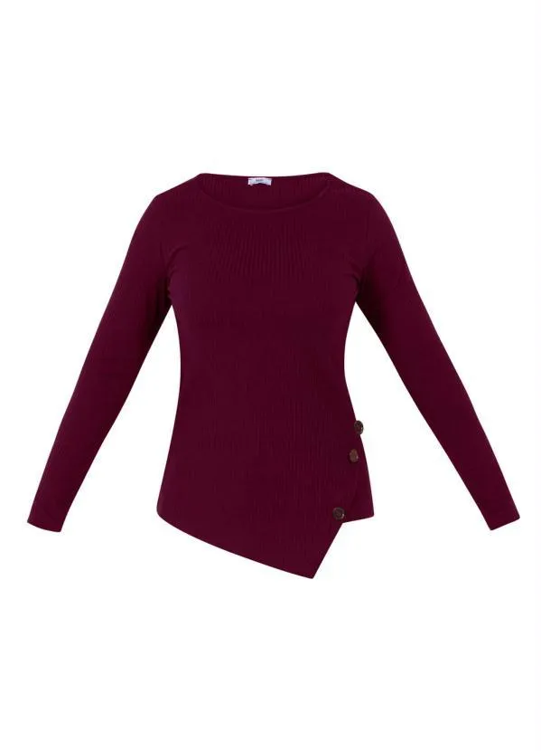bonprix - Blusa Canelada com Botões Laterais Amora 4