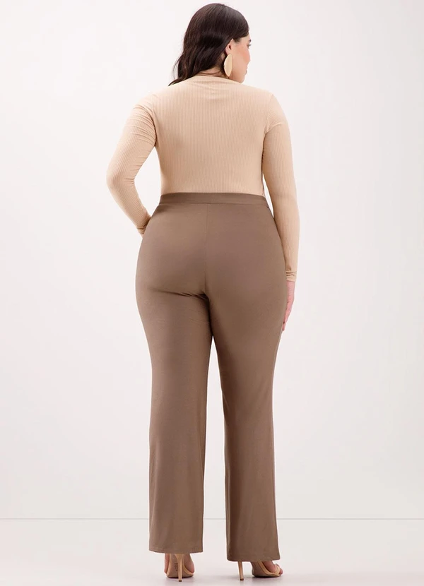 Lunender Mais Mulher - Blusa Canelada com Decote em V Bege 4