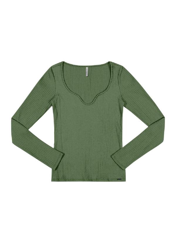 Rezzato - Blusa Canelada Decote Diferenciado Verde