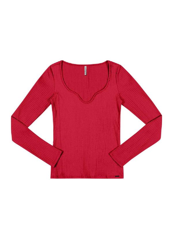Rezzato - Blusa Canelada Decote Diferenciado Vermelho