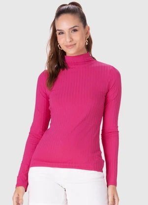 Malwee - Blusa Canelada Justa Feminina Rosa - MALWEE