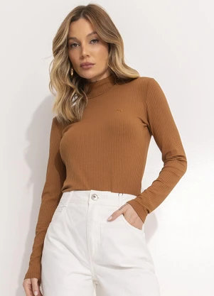 Colcci - Blusa Canelada Marrom - COLCCI