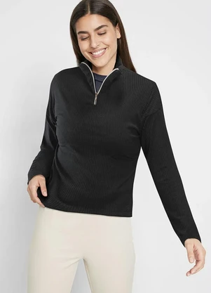 bonprix - Blusa Canelada Preto - BONPRIX