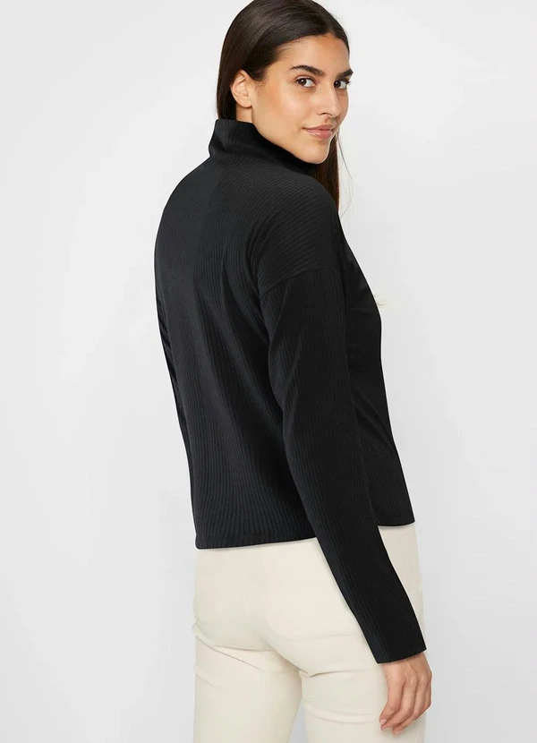 bonprix - Blusa Canelada Preto