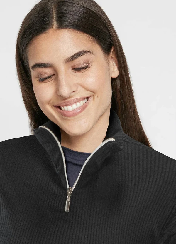 bonprix - Blusa Canelada Preto 3