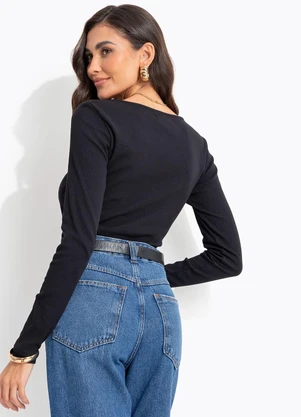 Colcci - Blusa Canelada Preto - COLCCI
