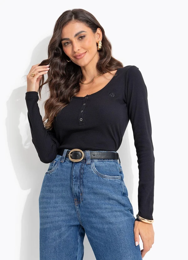 Colcci - Blusa Canelada Preto