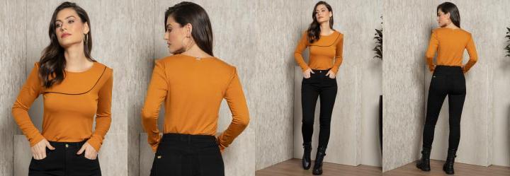 Blusa Caramelo com Detalhe de Filete