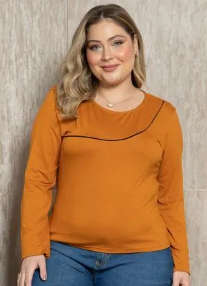 Quintess - Blusa Caramelo com Detalhe de Filete - QUINTESS