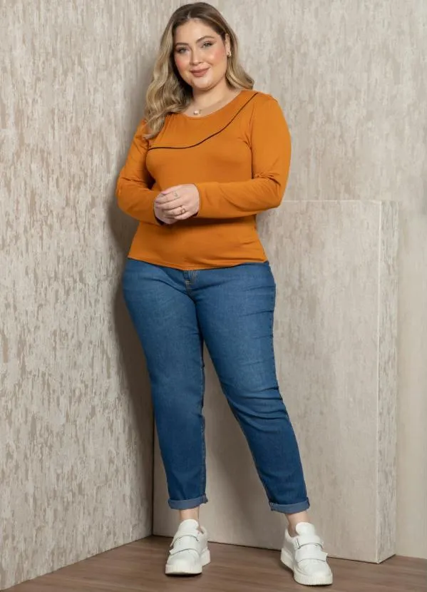 Quintess - Blusa Caramelo com Detalhe de Filete
