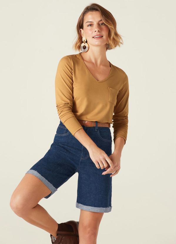 Malwee - Blusa Caramelo em Viscose com Bolso Feminino 2