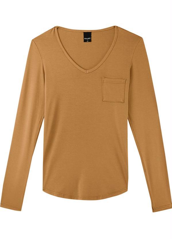Malwee - Blusa Caramelo em Viscose com Bolso Feminino 3