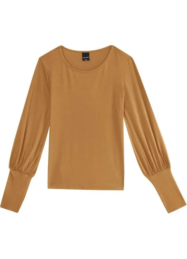 Malwee - Blusa Caramelo Viscose com Manga Bufante
