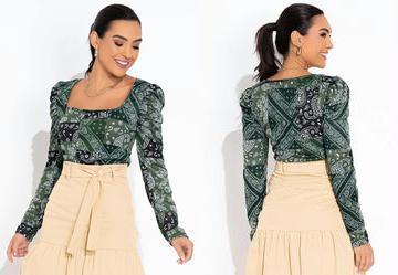 Blusa Cashmere Verde com Manga